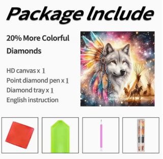 Preview: Diamond Painting  Wolf & Tipi im Native American